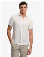 Superdry & Co Relaxed Fit Pure Linen Short Sleeve Shirt White