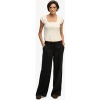 Superdry & Co Pure Linen Low Rise Wide Leg Trousers Black