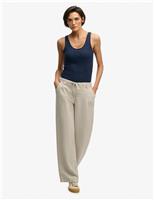 Pure Linen Low Rise Wide Leg Trousers