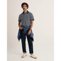 Seasalt Cornwall Pure Cotton Pique Striped Polo Shirt Navy Mix