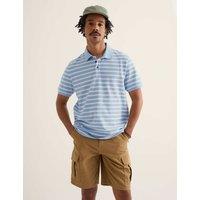 Seasalt Cornwall Pure Cotton Pique Striped Polo Shirt Medium Blue Mix