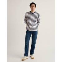 Seasalt Cornwall Pure Cotton Striped Crew Neck Top Navy Mix