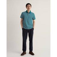 Seasalt Cornwall Pure Cotton Pique Striped Polo Shirt Teal Mix
