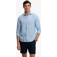 Superdry & Co Relaxed Fit Striped Pure Linen Shirt Light Blue Mix