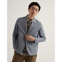 Seasalt Cornwall Regular Fit Pure Cotton Textured Blazer Blue