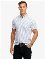Superdry & Co Relaxed Fit Striped Short Sleeve Oxford Shirt Blue Mix