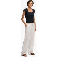 Superdry & Co Pure Linen Low Rise Wide Leg Trousers White