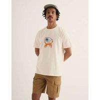 Seasalt Cornwall Pure Cotton Crab Graphic Crew Neck T-Shirt Natural Mix