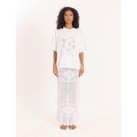 4th & Reckless Pure Cotton Shell Print Relaxed T-Shirt Cream