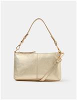 ACCESSORIZE Leather Metallic Cross Body Bag Gold