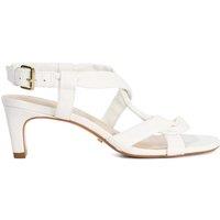 Dune London Leather Strappy Kitten Heel Sandals White