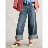 White Stuff Straight Leg Turn Up Ankle Grazer Jeans Dark Blue Denim
