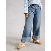 White Stuff Straight Leg Turn Up Ankle Grazer Jeans Blue Denim