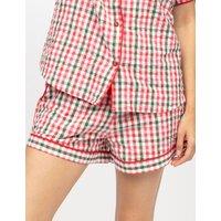 Cyberjammies Pure Cotton Checked Pyjama Shorts Red Mix