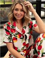 Cyberjammies Cotton Modal Apple Print Pyjama Top Red Mix