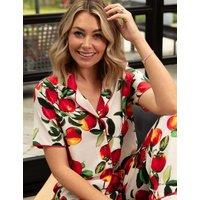 Cyberjammies Cotton Modal Apple Print Pyjama Top Red Mix