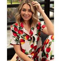 Cyberjammies Cotton Modal Apple Print Pyjama Top Red Mix