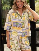 Cyberjammies Cotton Modal Postcard Print Shortie Set Multi