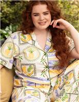 Cyberjammies Cotton Modal Postcard Print Pyjama Top Multi