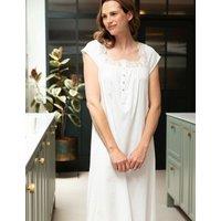 Cyberjammies Cotton Modal Shadow Stripe Nightdress White