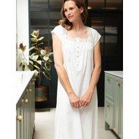 Cyberjammies Cotton Modal Shadow Stripe Nightdress White