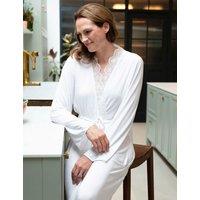 Cyberjammies Jersey Lace Trim Dressing Gown White