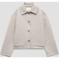 HUSH Double Faced Wool Rich Checked Jacket Grey