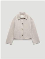 HUSH Double Faced Wool Rich Checked Jacket Grey