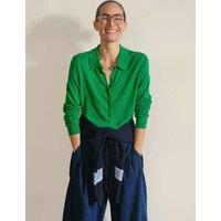 HUSH Merino Blend Long Sleeve Polo Top Green