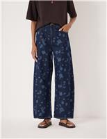 HUSH Bree Mid Rise Printed Barrel Cropped Jeans Blue Mix