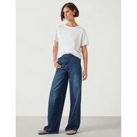 HUSH High Waisted Wide Leg Jeans Dark Blue Denim
