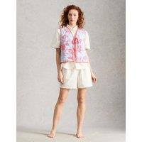 White Stuff Pure Cotton Floral Reversible Short Gilet White Mix