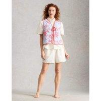 White Stuff Pure Cotton Floral Reversible Short Gilet White Mix
