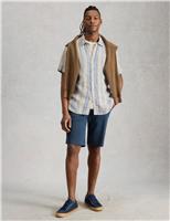 White Stuff Regular Fit Pure Linen Striped Shirt Green Mix