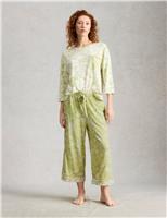 White Stuff Cotton Modal Floral Cropped Pyjama Bottoms Green Mix