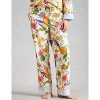 White Stuff Pure Cotton Printed Pyjama Bottoms White Mix