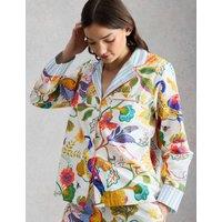 White Stuff Pure Cotton Printed Pyjama Top White Mix