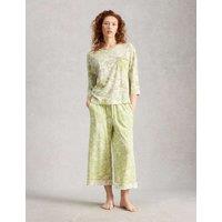 White Stuff Cotton Modal Floral Pyjama Top Green Mix