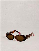 White Stuff Oval Chunky Sunglasses Brown Mix