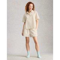White Stuff Pure Cotton Polka Dot Pyjama Shorts White Mix