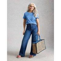 White Stuff Pure Cotton Embroidered T-Shirt Blue
