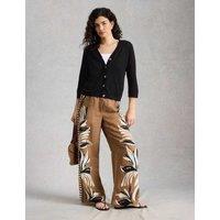 White Stuff Cotton Rich V-Neck Cardigan with Linen Black