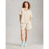 White Stuff Pure Cotton Polka Dot Collared Pyjama Top White Mix