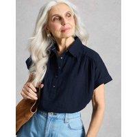 White Stuff Pure Cotton Collared Shirt Navy