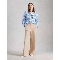 White Stuff Cotton Rich Wide Leg Chinos with Linen Natural