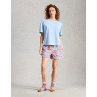 White Stuff Pure Cotton Floral Pyjama Shorts Blue Mix