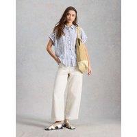 White Stuff Pure Cotton Embroidered Shirt Blue Mix