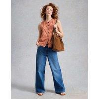 White Stuff Pure Cotton Button Detail Vest Orange