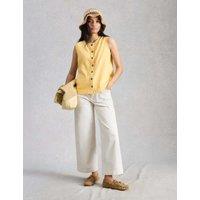 White Stuff Pure Cotton Button Detail Vest Yellow