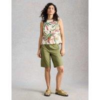 White Stuff Pure Linen Floral Vest Top Natural